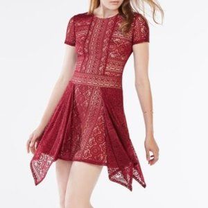 BCBG MaxAzria Aileen lace mini dress NWT cranberry